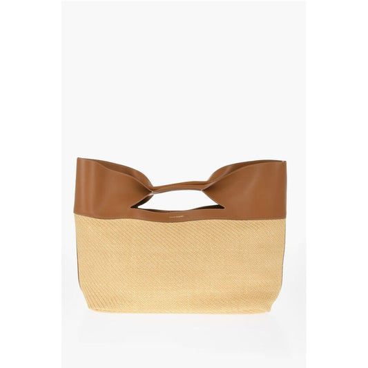 Leather and Raffia THE BOW Maxi Tote Bag