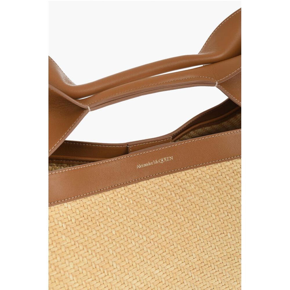 Leather and Raffia THE BOW Maxi Tote Bag