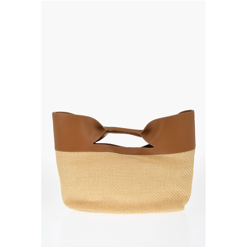 Leather and Raffia THE BOW Maxi Tote Bag