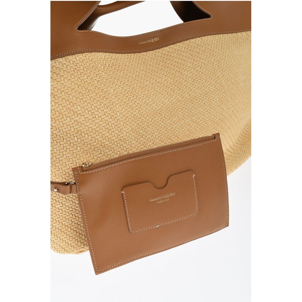 Leather and Raffia THE BOW Maxi Tote Bag