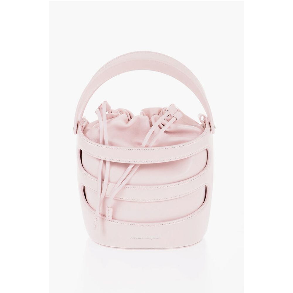 Solid Color Leather Bucket Bag