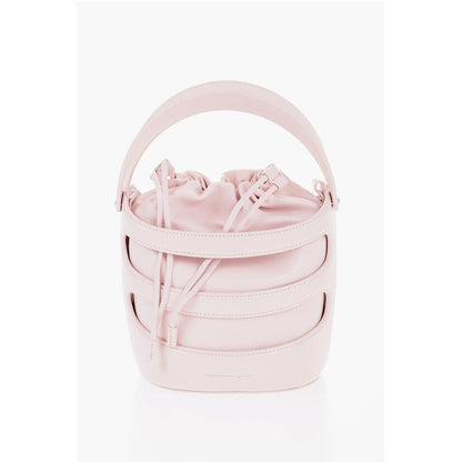 Solid Color Leather Bucket Bag