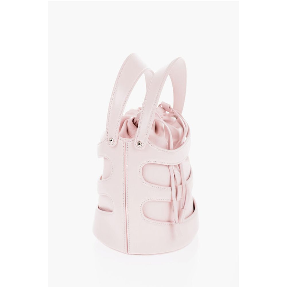 Solid Color Leather Bucket Bag