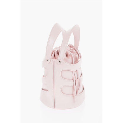 Solid Color Leather Bucket Bag