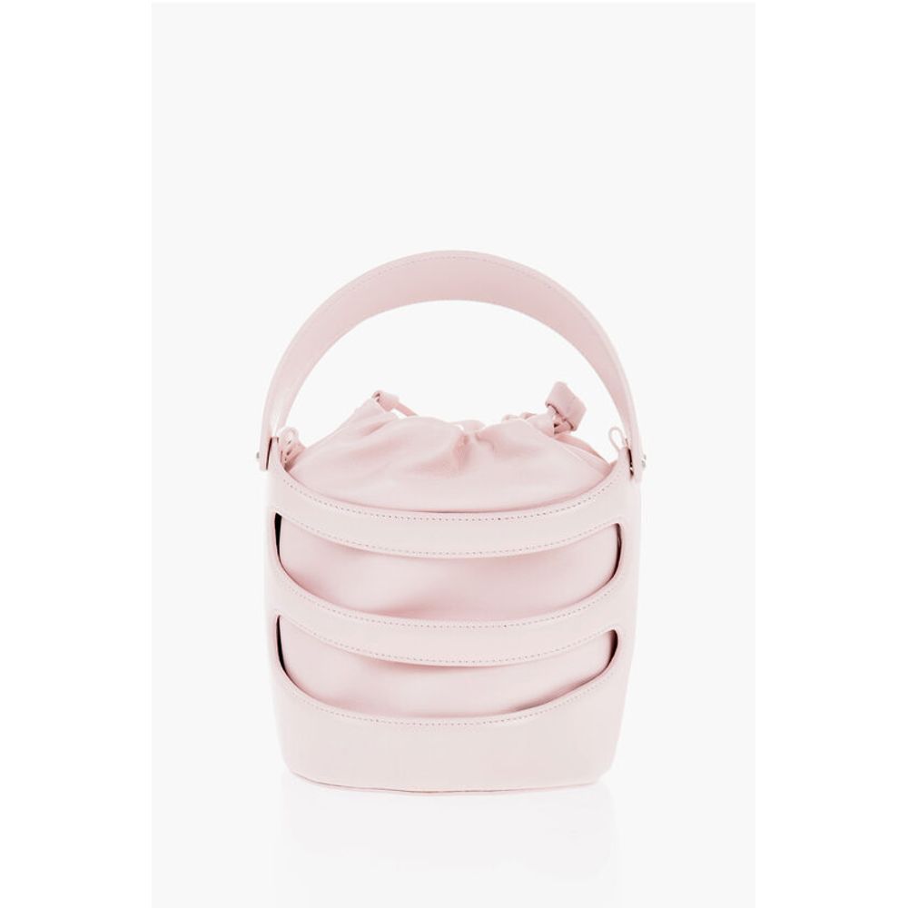 Solid Color Leather Bucket Bag