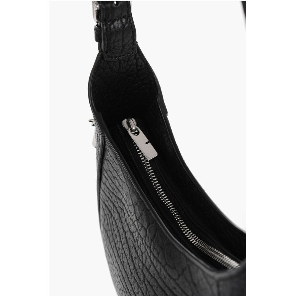 Textured Leather CHESS BAGUETTE Shoulder Bag with Silver-Ton