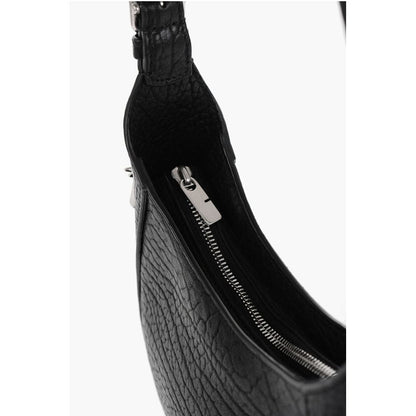 Textured Leather CHESS BAGUETTE Shoulder Bag with Silver-Ton