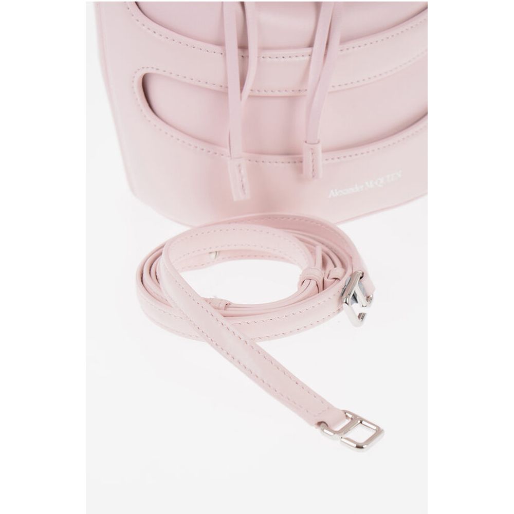 Solid Color Leather Bucket Bag