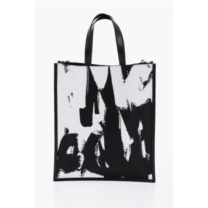 Logoed Fabric Tote Bag with Leather Detail