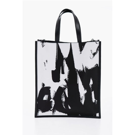 Logoed Fabric Tote Bag with Leather Detail