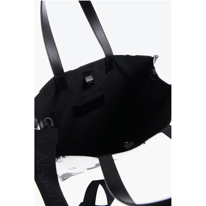 Logoed Fabric Tote Bag with Leather Detail