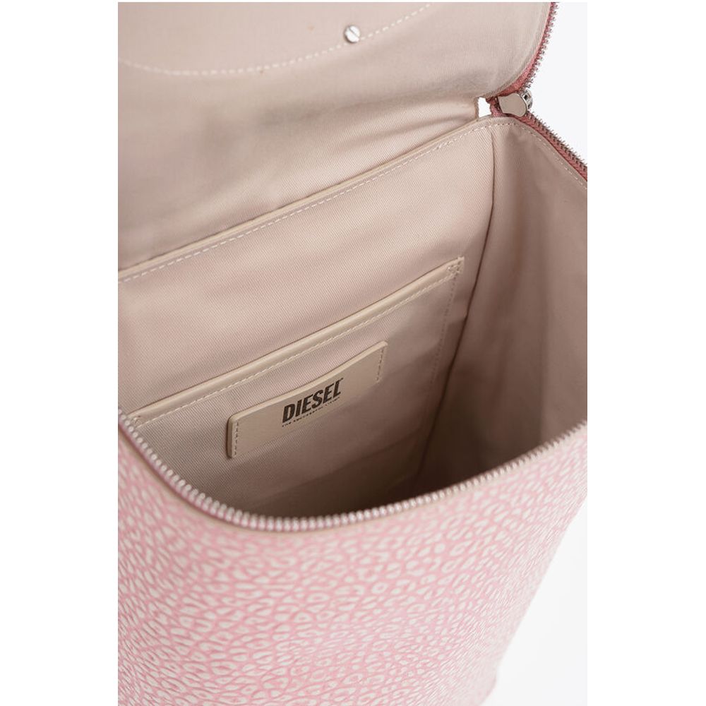 Embossed Leather Backpack with Applicated Logo