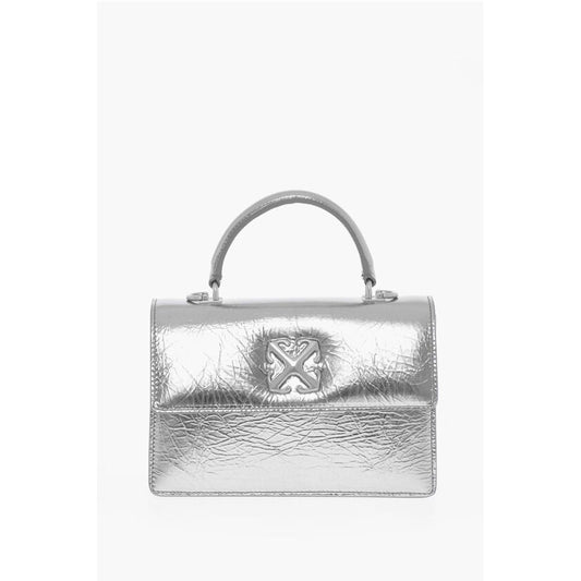 Metallic Leather Handbag with Removable Shoulder Strap