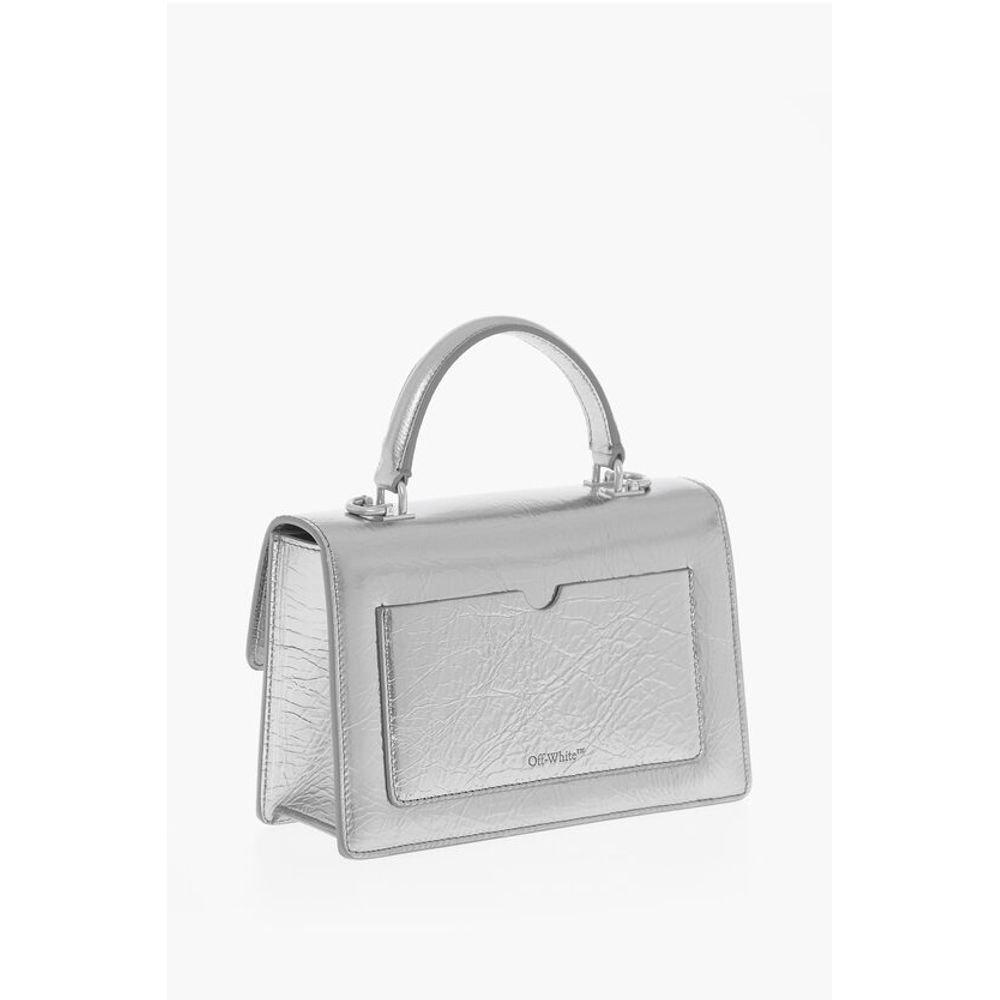 Metallic Leather Handbag with Removable Shoulder Strap