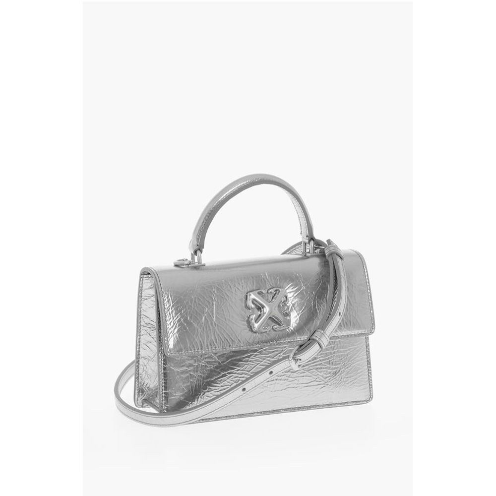 Metallic Leather Handbag with Removable Shoulder Strap