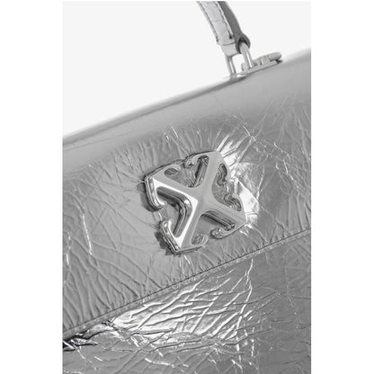 Metallic Leather Handbag with Removable Shoulder Strap