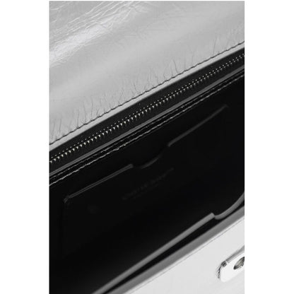Metallic Leather Handbag with Removable Shoulder Strap