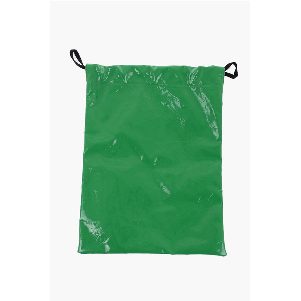 Creased Leather BADGE Drawstring Bag with Engraved Logo