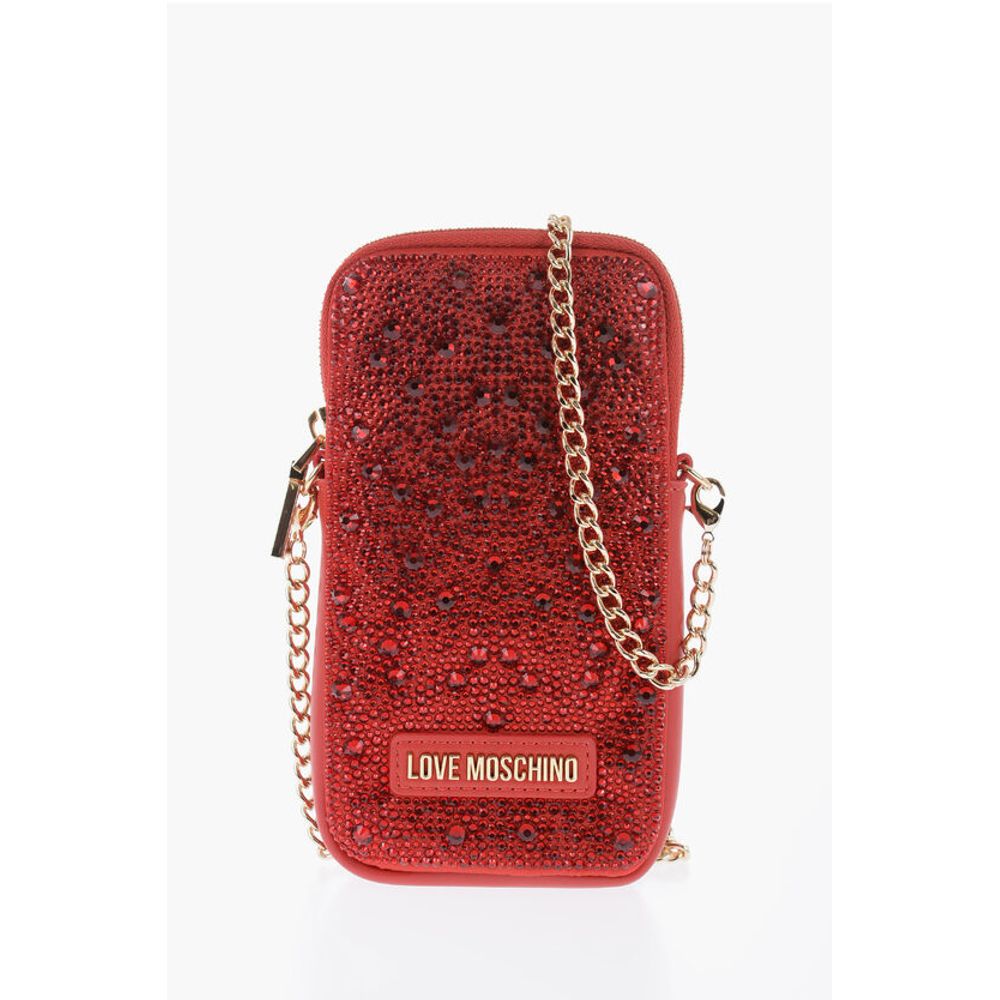 LOVE Rhinestone Pouch with Golden Chain