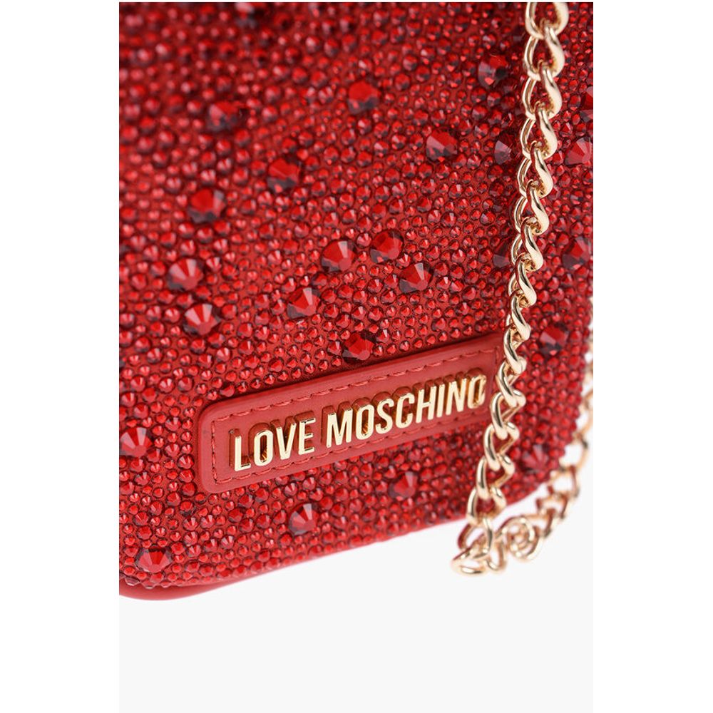 LOVE Rhinestone Pouch with Golden Chain