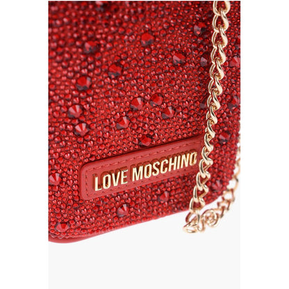 LOVE Rhinestone Pouch with Golden Chain
