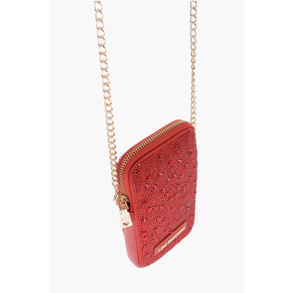 LOVE Rhinestone Pouch with Golden Chain