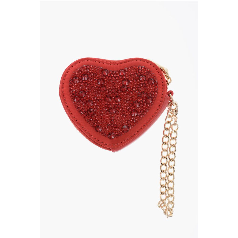 LOVE Heart-Shaped Coin Purse Embellished with Rhinestones