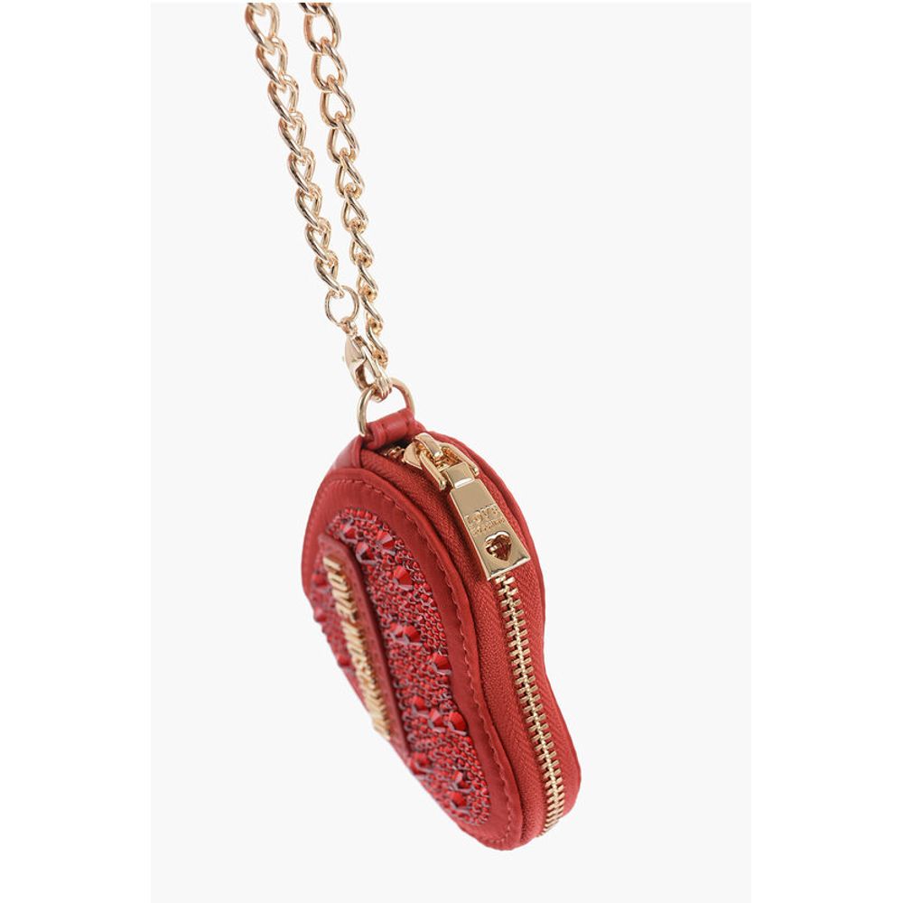 LOVE Heart-Shaped Coin Purse Embellished with Rhinestones