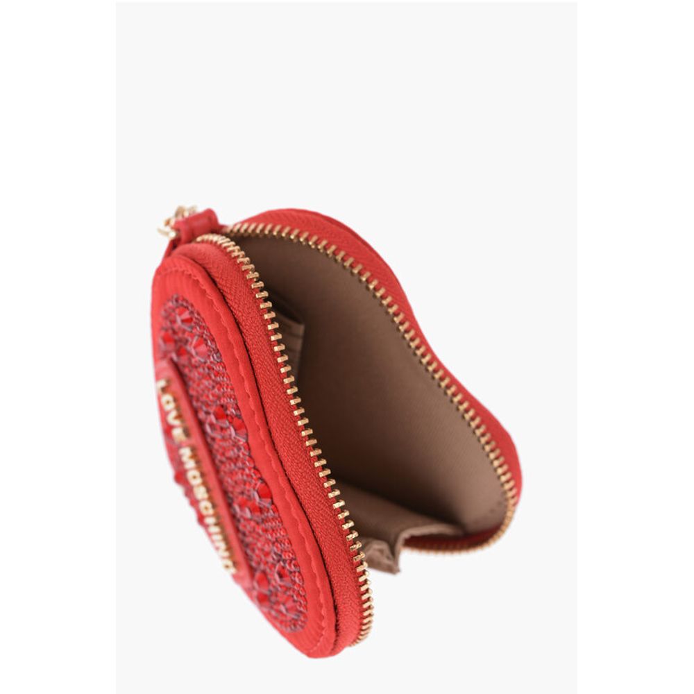 LOVE Heart-Shaped Coin Purse Embellished with Rhinestones