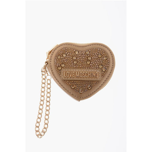 LOVE Heart-Shaped Coin Purse Embellished with Rhinestones