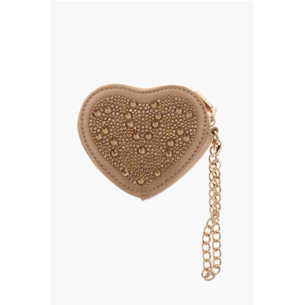 LOVE Heart-Shaped Coin Purse Embellished with Rhinestones