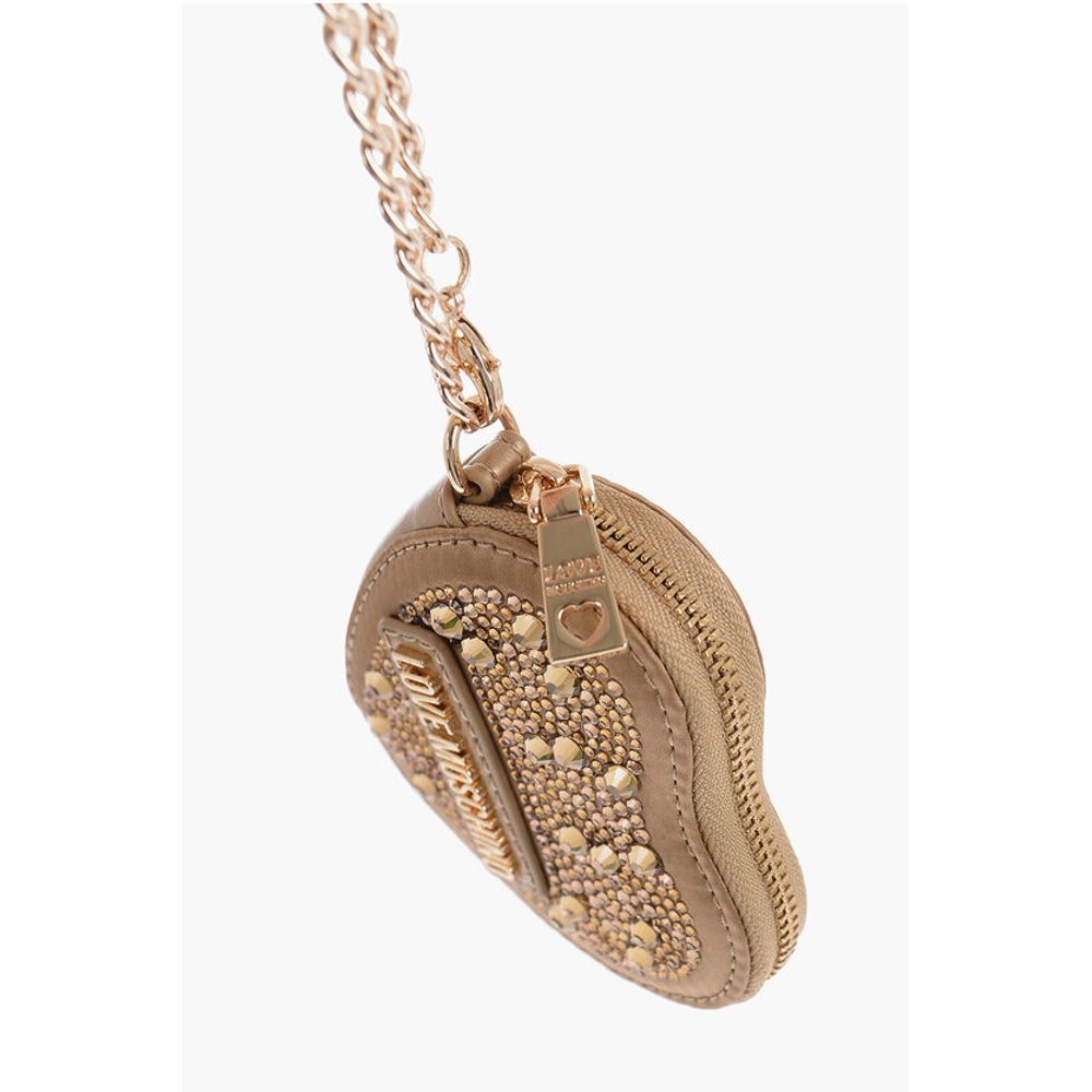 LOVE Heart-Shaped Coin Purse Embellished with Rhinestones