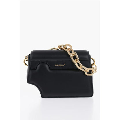 Leather Crossbody Bag with Cut-Out Details and Golden Chain