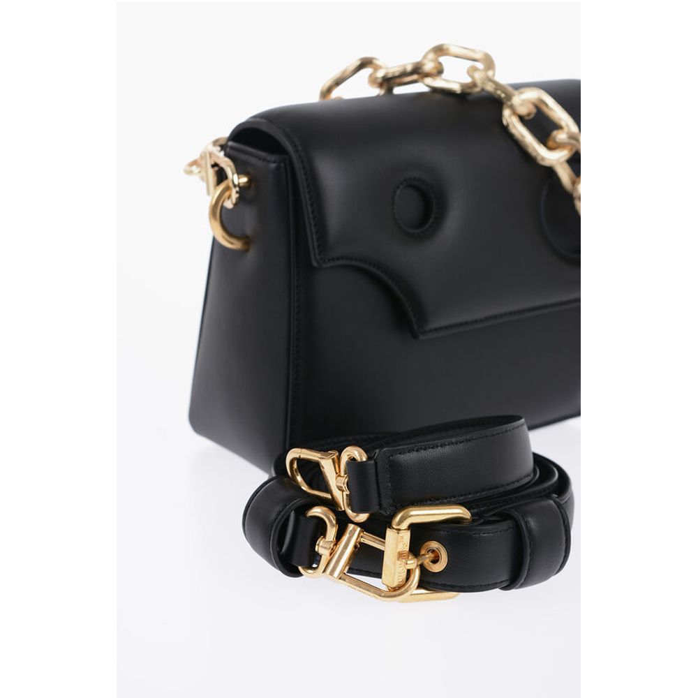 Leather Crossbody Bag with Cut-Out Details and Golden Chain