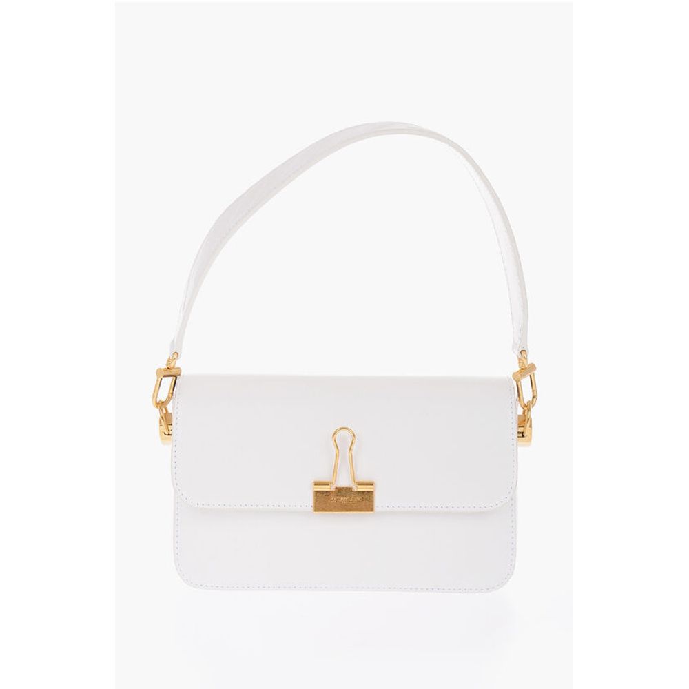 Leather PLAIN BINDER Shoulder Bag with Golden Details