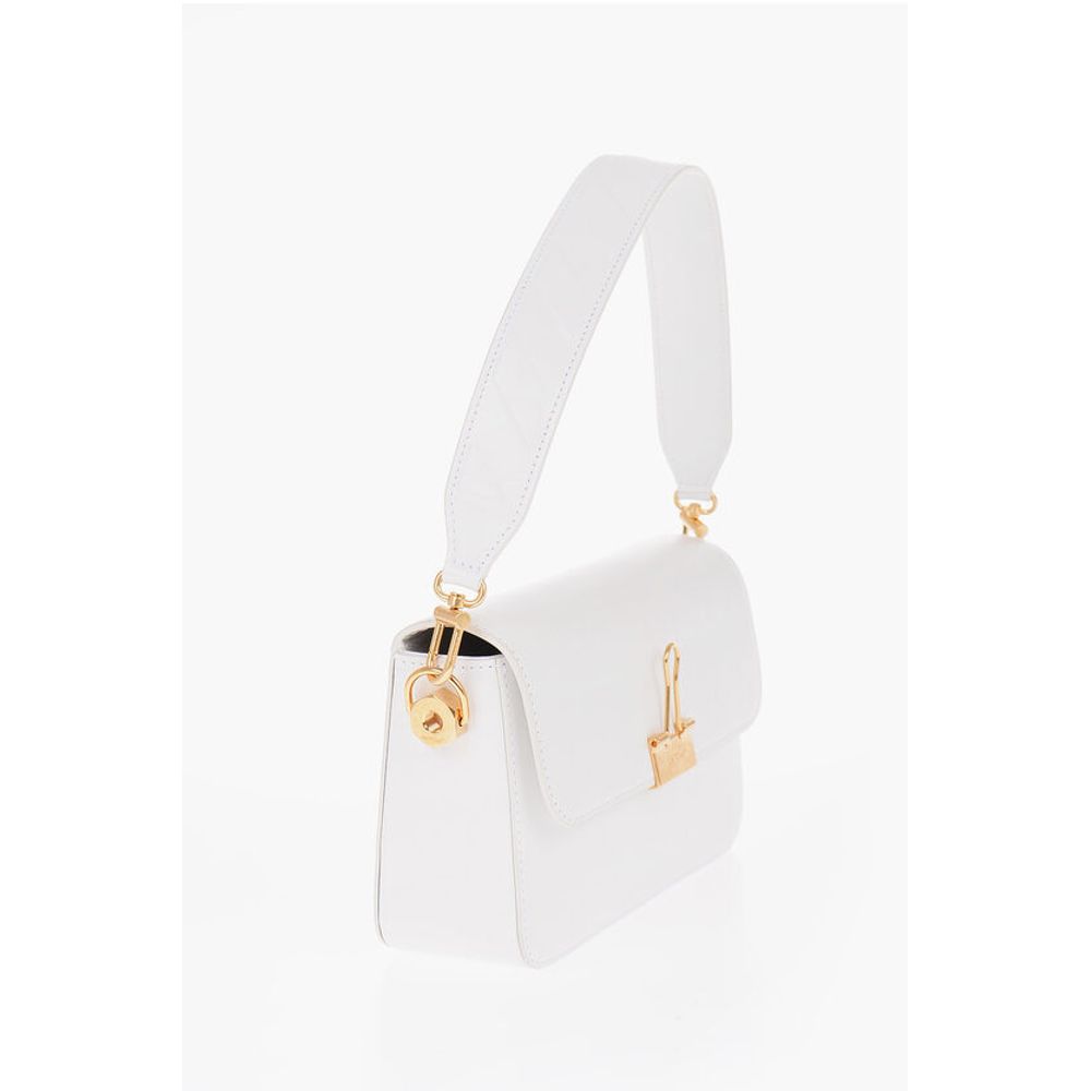 Leather PLAIN BINDER Shoulder Bag with Golden Details