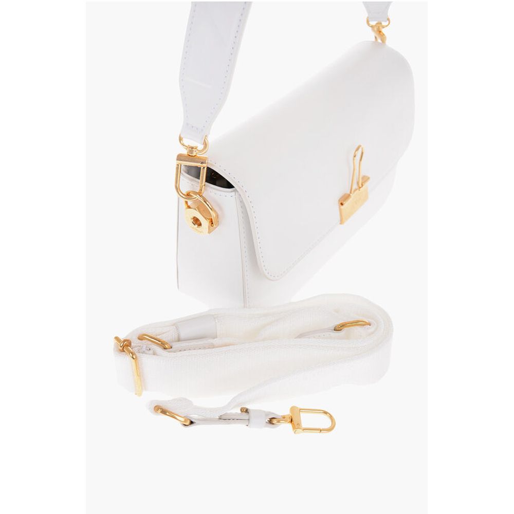Leather PLAIN BINDER Shoulder Bag with Golden Details
