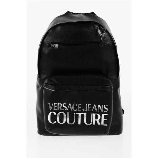 JEANS COUTURE Textured Faux Leather Backpack with Silver-Ton