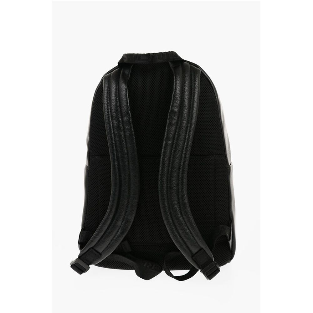 JEANS COUTURE Textured Faux Leather Backpack with Silver-Ton