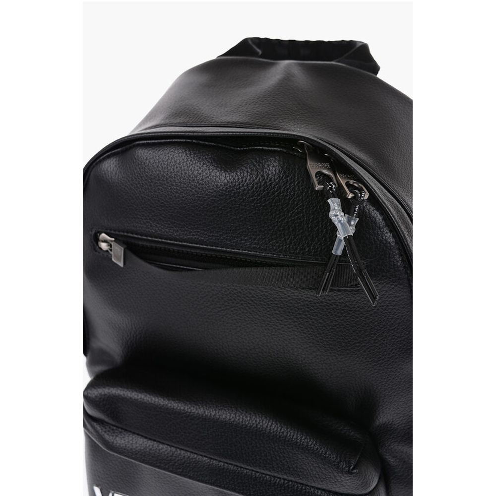 JEANS COUTURE Textured Faux Leather Backpack with Silver-Ton