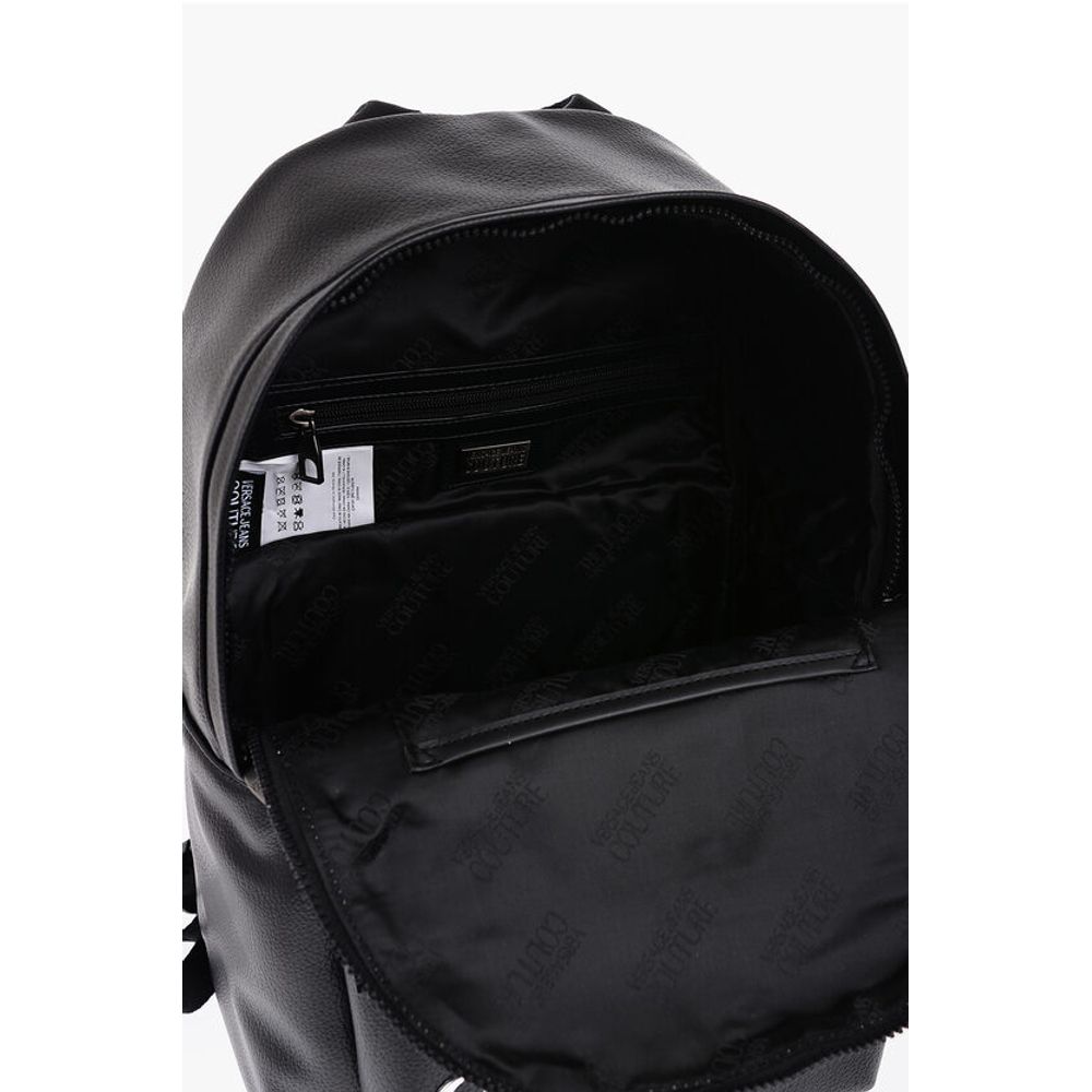 JEANS COUTURE Textured Faux Leather Backpack with Silver-Ton