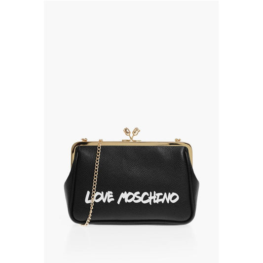 LOVE Solid Color Handbag with Printed Logo and Removable Cha