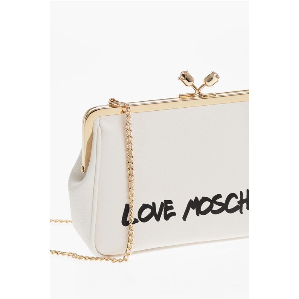 LOVE Solid Color Handbag with Printed Logo and Removable Cha