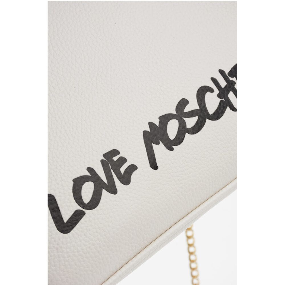 LOVE Solid Color Handbag with Printed Logo and Removable Cha