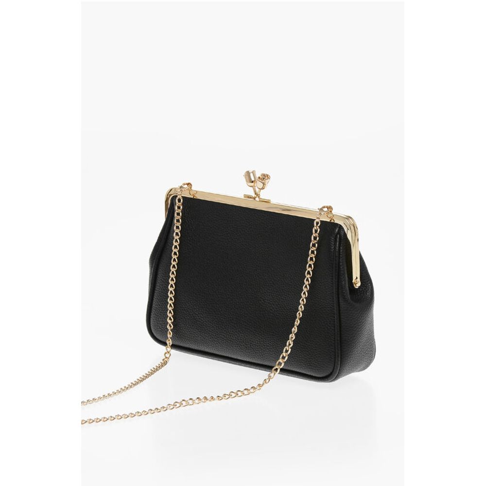 LOVE Solid Color Handbag with Printed Logo and Removable Cha