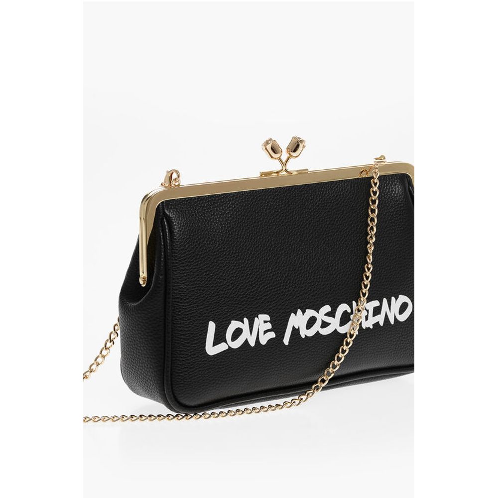 LOVE Solid Color Handbag with Printed Logo and Removable Cha
