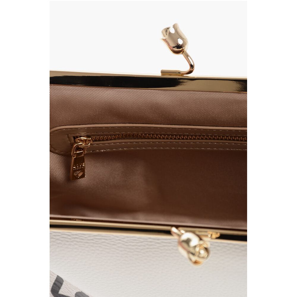 LOVE Solid Color Handbag with Printed Logo and Removable Cha