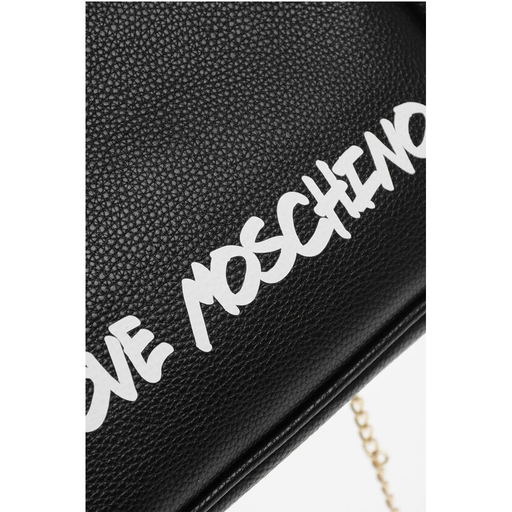 LOVE Solid Color Handbag with Printed Logo and Removable Cha