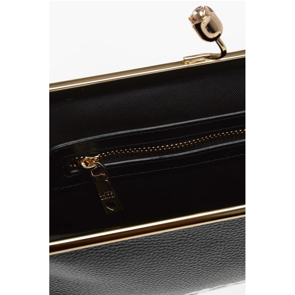 LOVE Solid Color Handbag with Printed Logo and Removable Cha