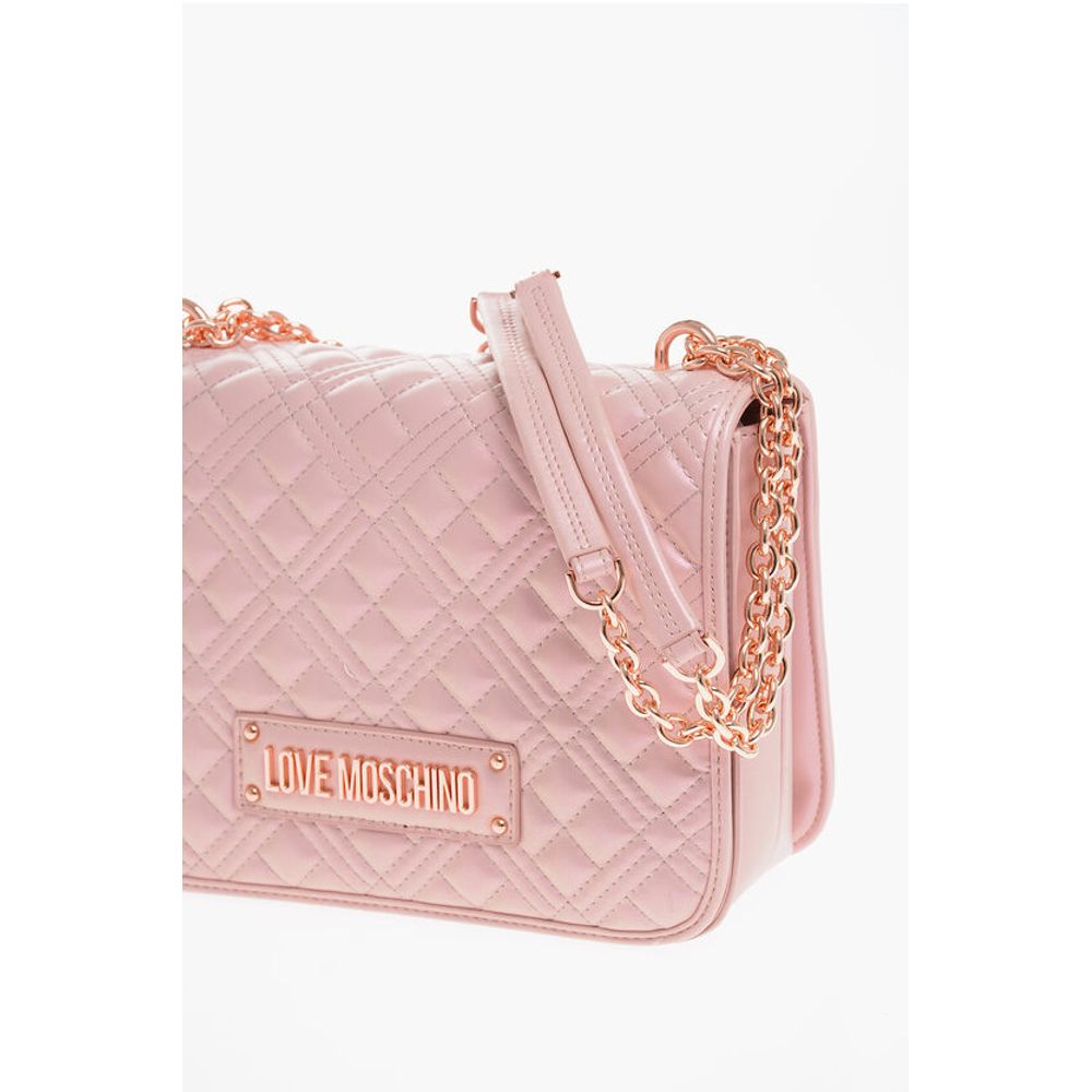 LOVE Quilted Faux Leather Metallic Effect Shoulder Bag with